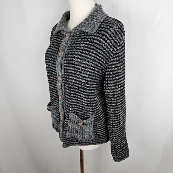 Vintage Italian Cardigan Made Young Mode By Sarissima Striped Large Sweater - Picture 3 of 9